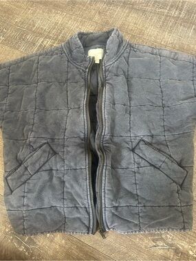 Chelsea & Violet Quilted Bomber Jacket in Slate Blue